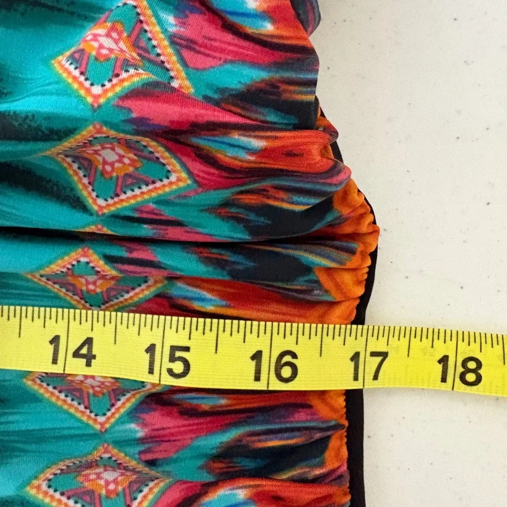Miraclesuit Women Black Teal Tribal Print Ruched Slimming One‎ Piece Swimsuit 14